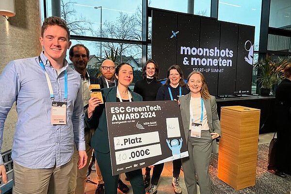 Das Start-up HoLa und ein Teil des WORLDFACTORY-Teams beim ESC GreenTech Pitch.