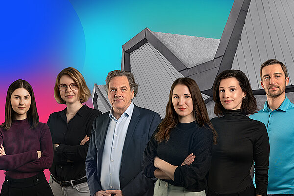Gründerteams vor neutralem Hintergrund.