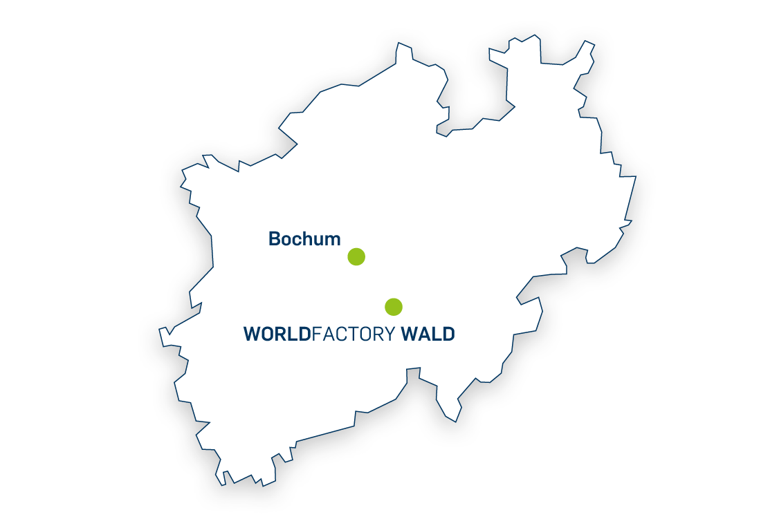 Der Worldfactory Wald liegt 45 km von Bochum entfernt